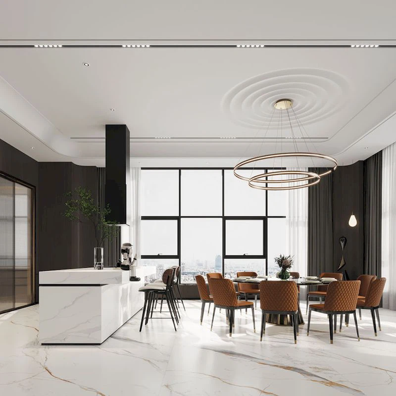 Polished Fully Sintered White Marble Look Porcelain Tile Polished Fully Sintered White Marble Look Porcelain Tile