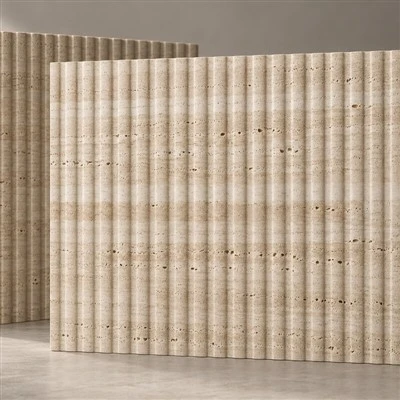 Fluted Travertine Sintered Stone Wall Tiles